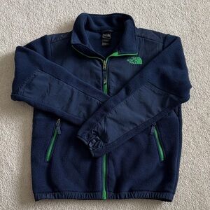 The North Face Kids Dark Blue and Bright Green Fleece Jacket